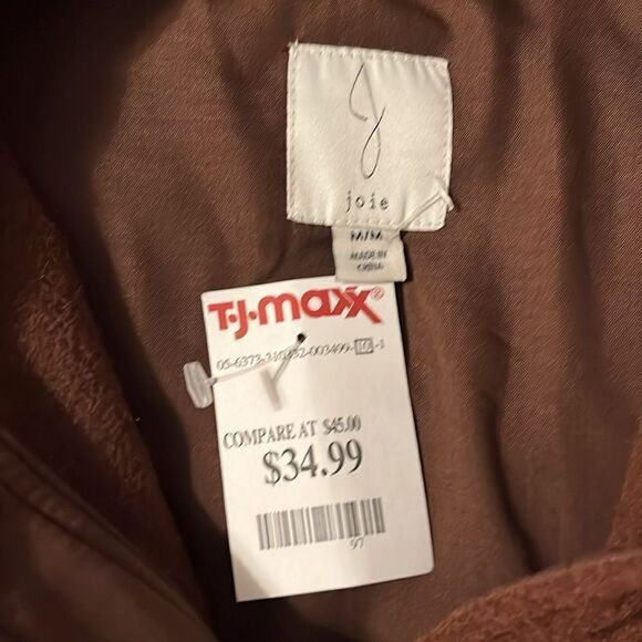 New! Joie Fleece Shacket Brown Neutral Button Down Women's Size Medium - Picture 8 of 14